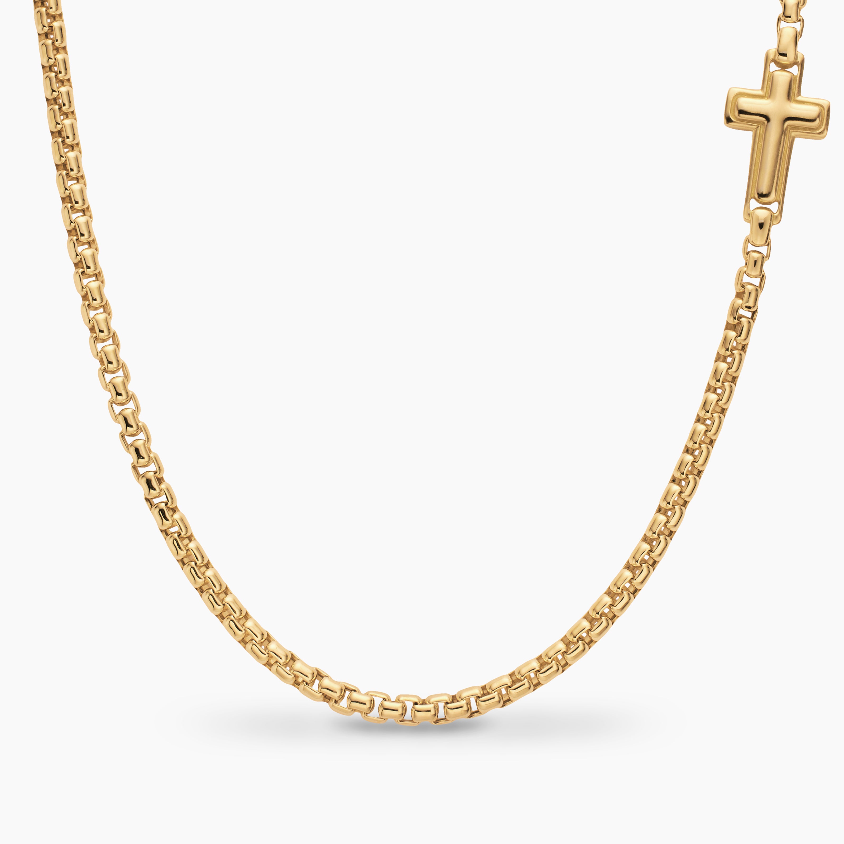 Mens Cross Station Necklace in 18K Yellow Gold, 3.4mm | David Yurman