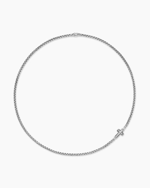 Mens Cross Station Necklace in Sterling Silver, 3.6mm