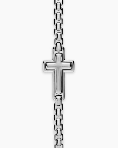 Mens Cross Station Necklace in Sterling Silver, 3.6mm