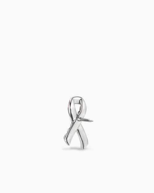 Womens Cable Collectibles® Ribbon Pin in Sterling Silver with Pink Enamel, 18mm