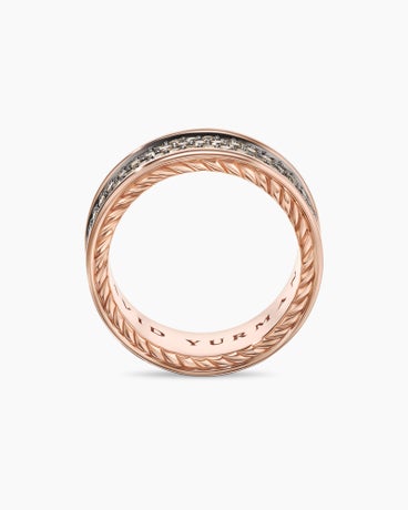 Streamline® Three Row Band Ring in 18K Rose Gold with Cognac Diamonds, 8.5mm