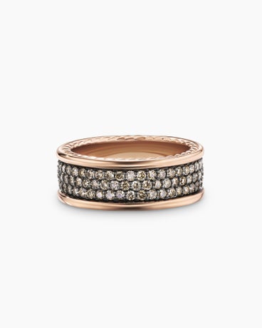 Streamline® Three Row Band Ring in 18K Rose Gold with Cognac Diamonds, 8.5mm