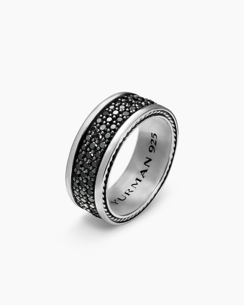 Mens Streamline Three Row Band Ring in Sterling Silver, 8.5mm