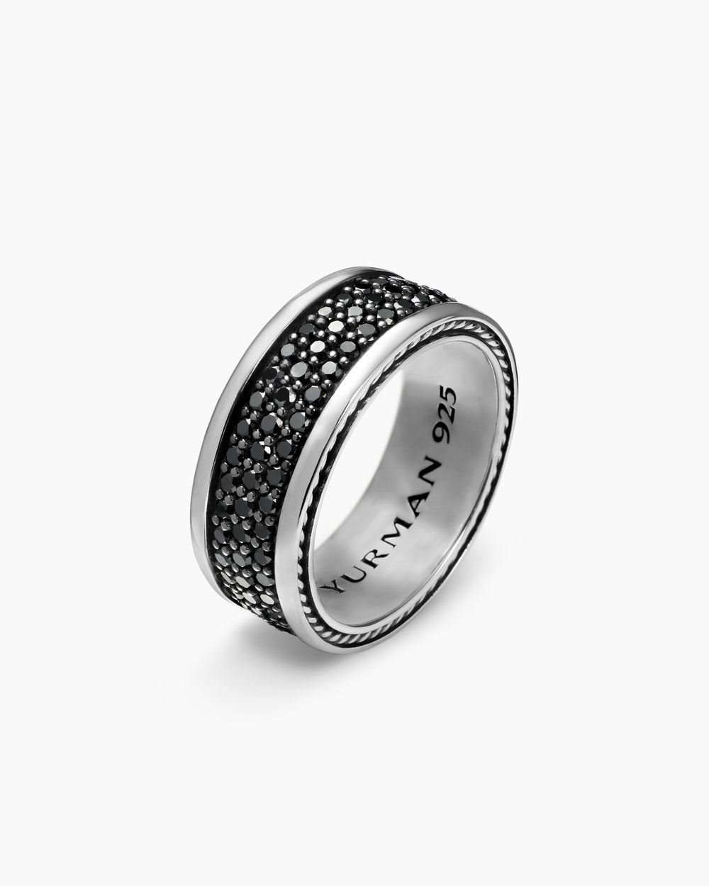 Mens Streamline Three Row Band Ring in Sterling Silver, 8.5mm