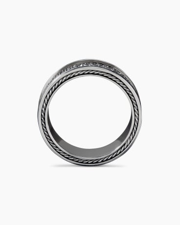 Streamline® Three Row Band Ring in Sterling Silver with Black Diamonds, 8.5mm