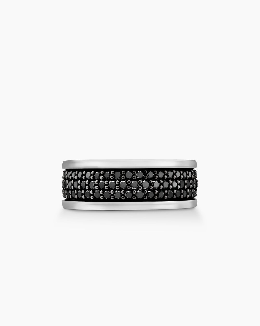 Mens Streamline Three Row Band Ring in Sterling Silver, 8.5mm