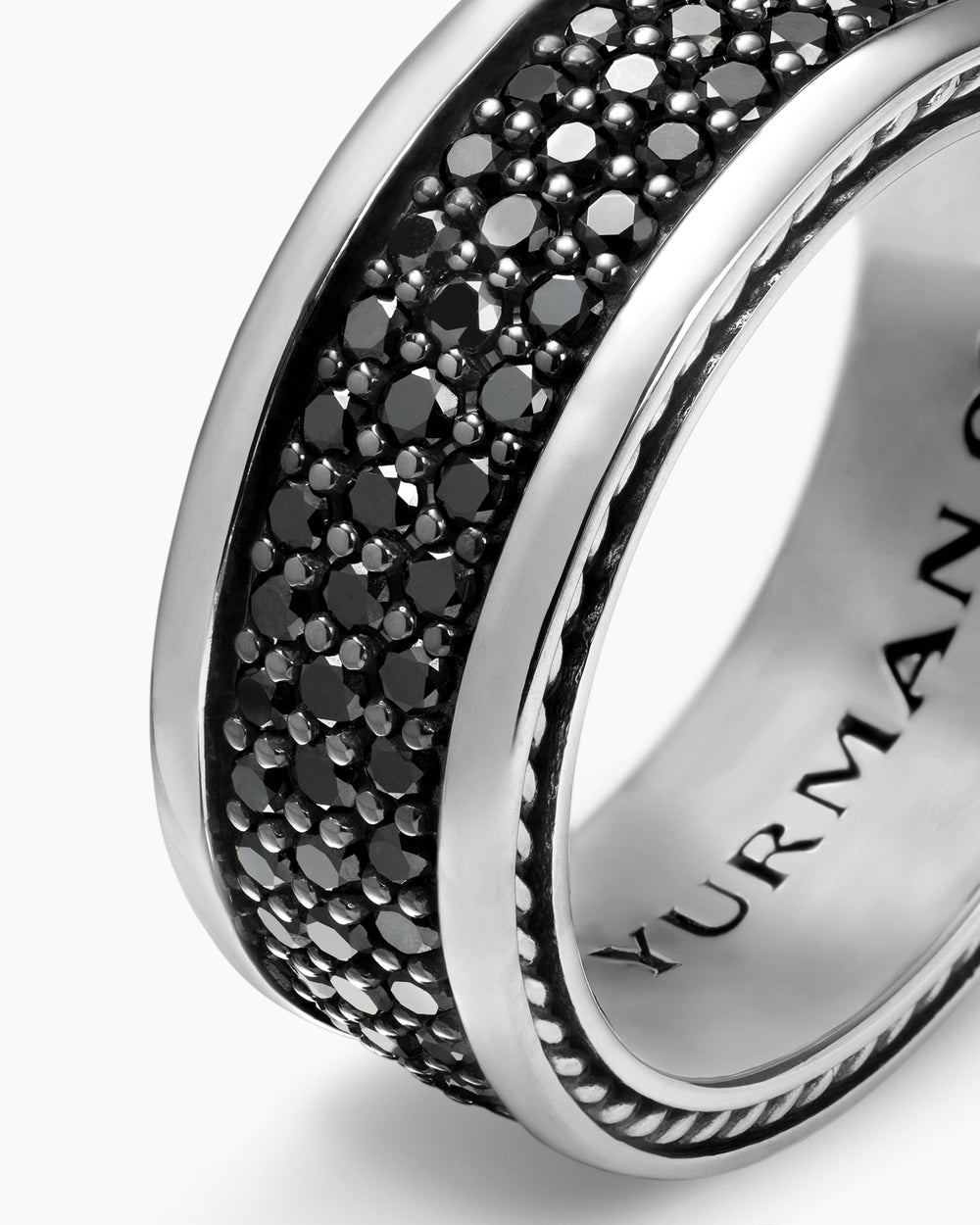 Mens Streamline Three Row Band Ring in Sterling Silver, 8.5mm