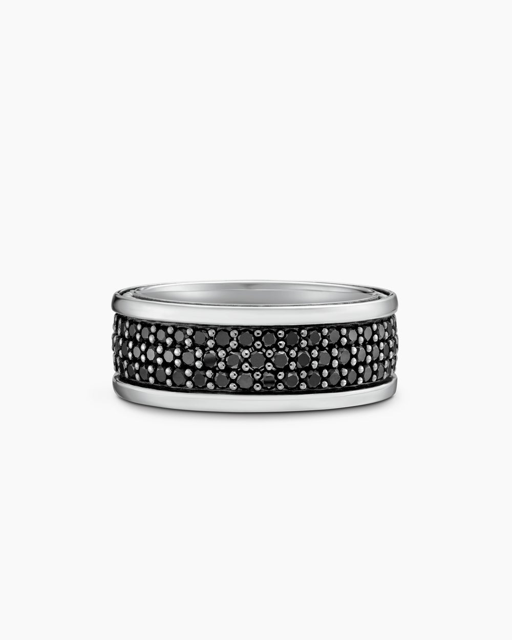 Mens Streamline Three Row Band Ring in Sterling Silver, 8.5mm