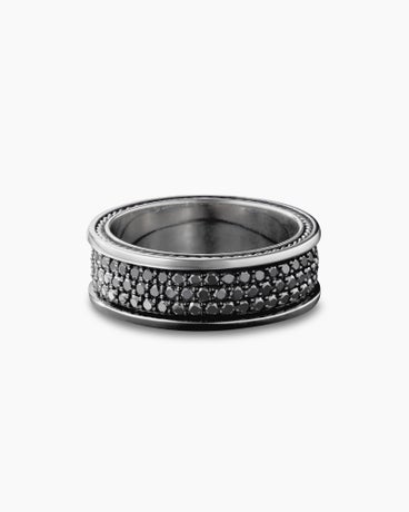 Streamline® Three Row Band Ring in Sterling Silver with Black Diamonds, 8.5mm
