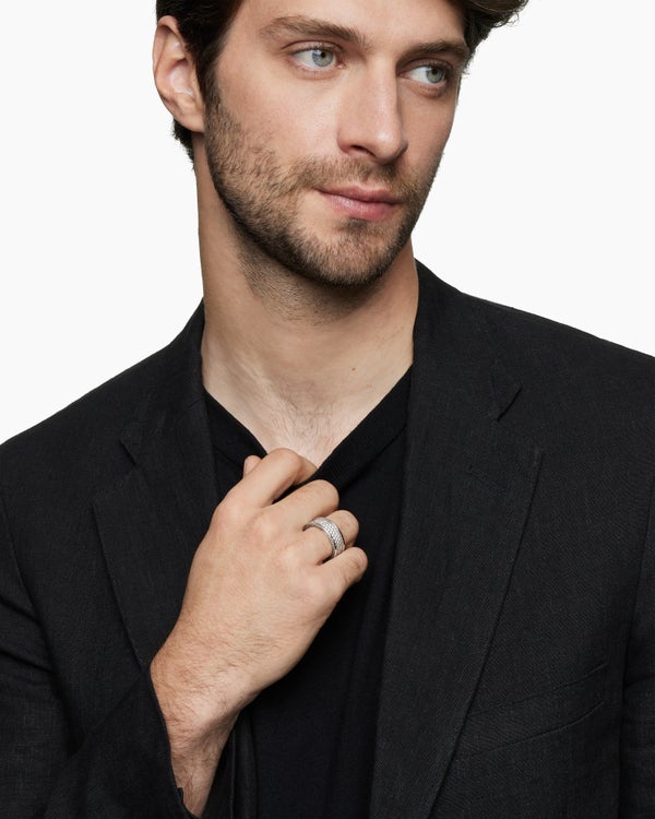 Streamline Three Row Band Ring in Sterling Silver, 8.5mm