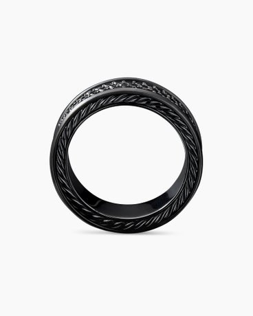 Streamline® Three Row Band Ring in Black Titanium with Black Diamonds, 8.5mm