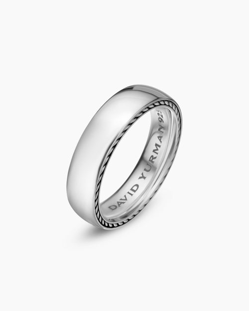 Mens Streamline Band Ring in Sterling Silver, 6mm