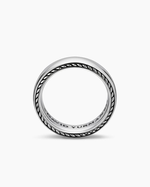 Mens Streamline Band Ring in Sterling Silver, 6mm