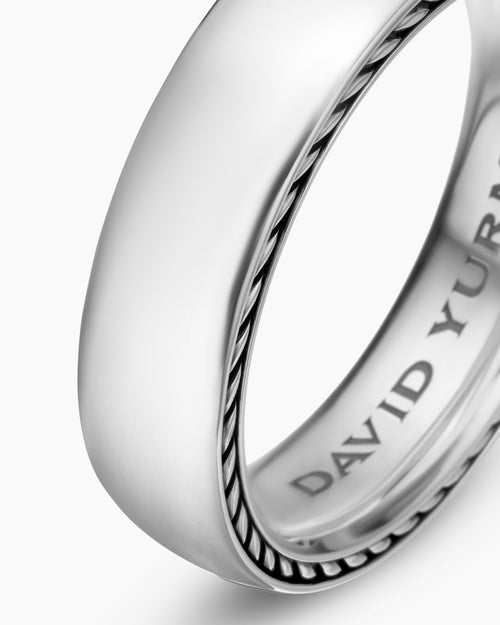 Mens Streamline Band Ring in Sterling Silver, 6mm