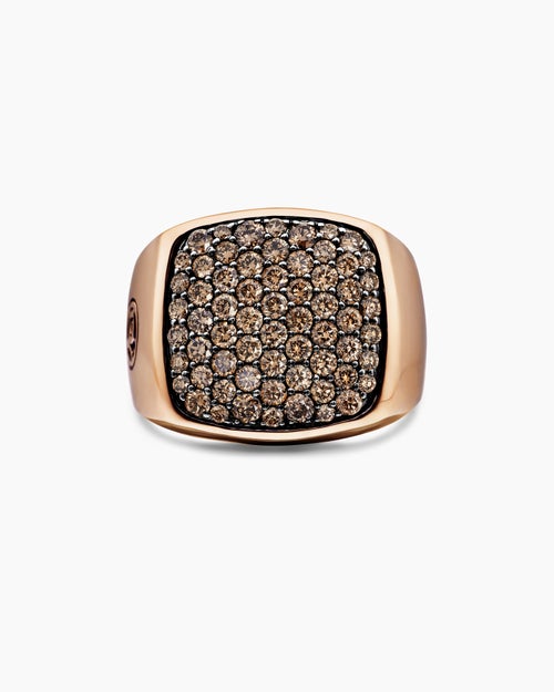 Mens Streamline Signet Ring in 18K Rose Gold with, 19mm