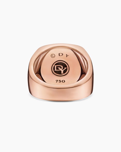 Mens Streamline Signet Ring in 18K Rose Gold with, 19mm