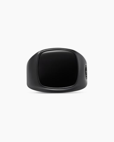 Streamline® Signet Ring in Black Titanium with Black Onyx, 19mm