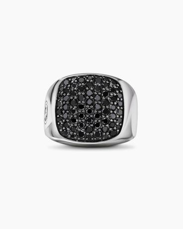Streamline® Signet Ring in Sterling Silver with Black Diamonds, 18.6mm