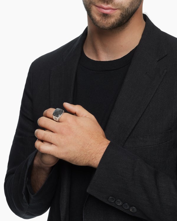 Streamline Signet Ring in Sterling Silver with, 19mm