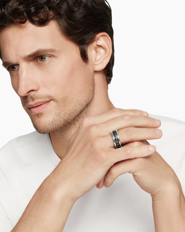 Armory Band Ring in Sterling Silver, 9mm