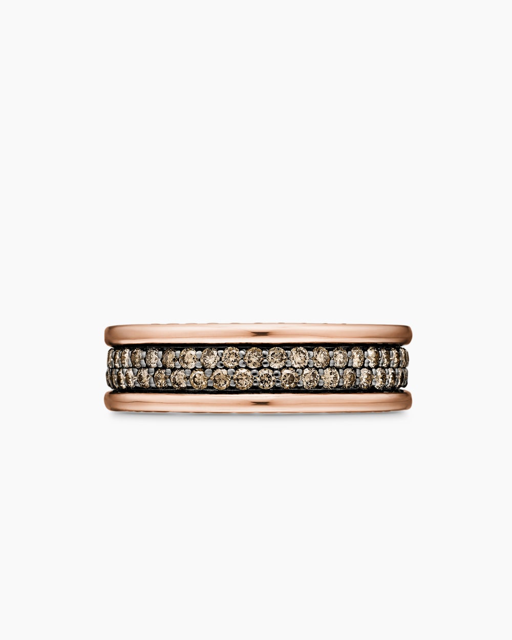 Mens Streamline Two Row Band Ring in 18K Rose Gold, 6.5mm