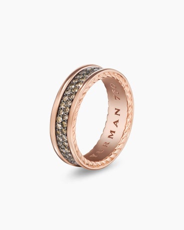Streamline® Two Row Band Ring in 18K Rose Gold with Cognac Diamonds, 6.5mm