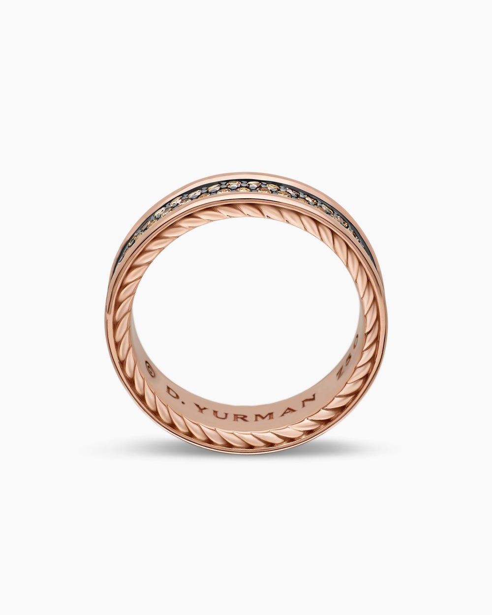 Mens Streamline Two Row Band Ring in 18K Rose Gold, 6.5mm