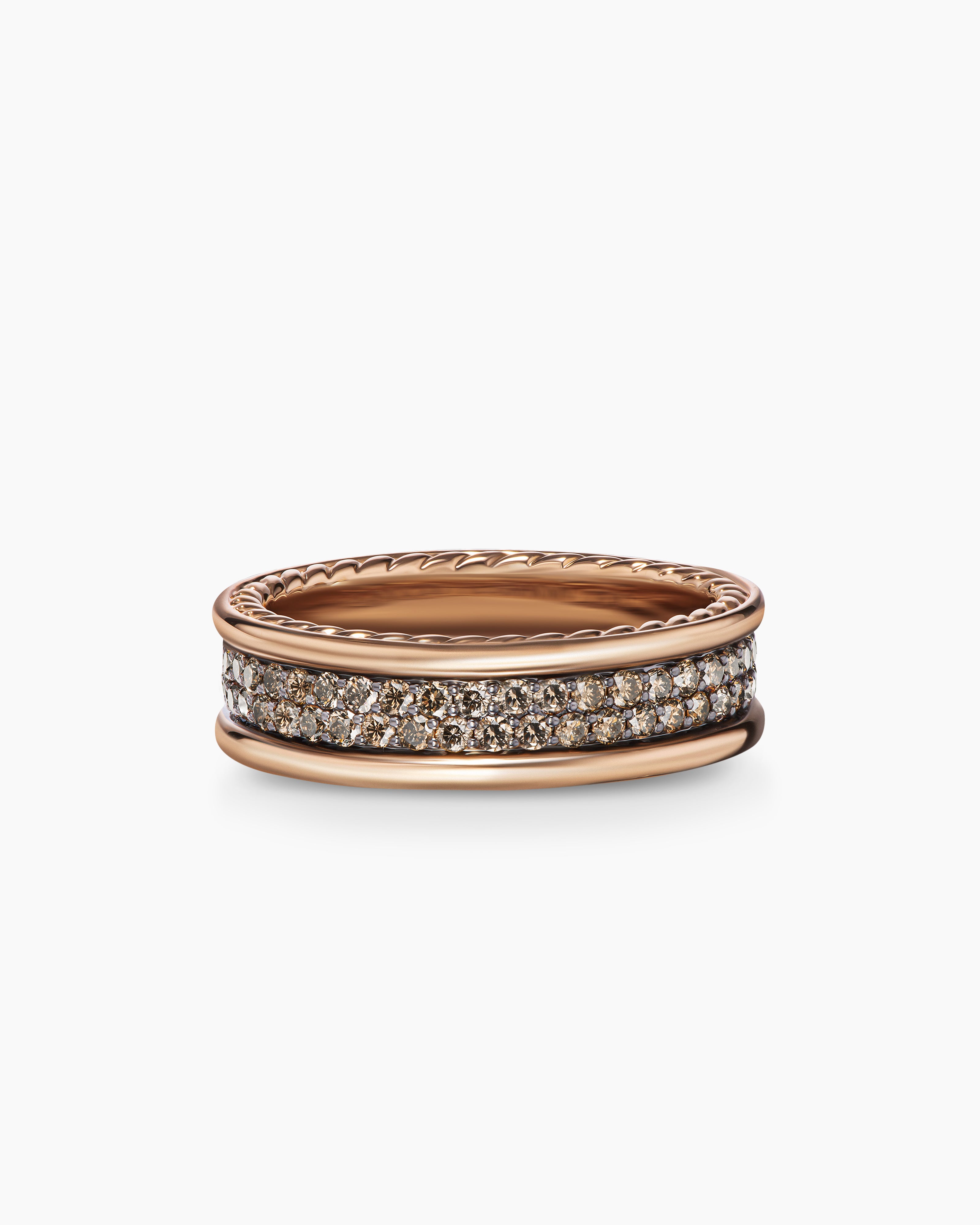 David Yurman Astor Two Row Pavé Wrap Diamond Band - Rose Gold 18k Ring Sz 5  1/2 - Wilson Brothers Jewelry