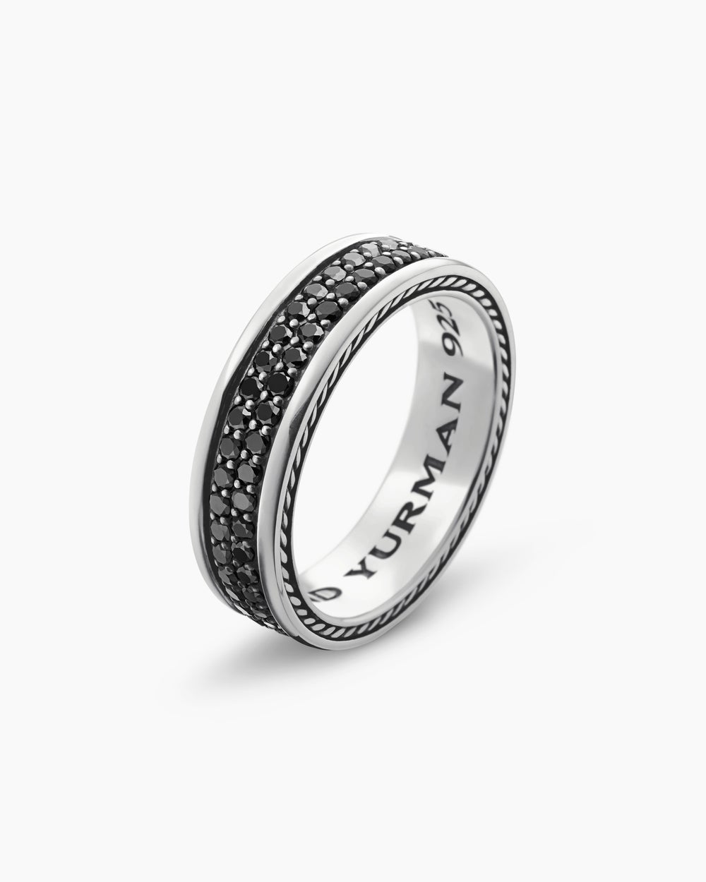 Mens Streamline Two Row Band Ring in Sterling Silver, 6.5mm