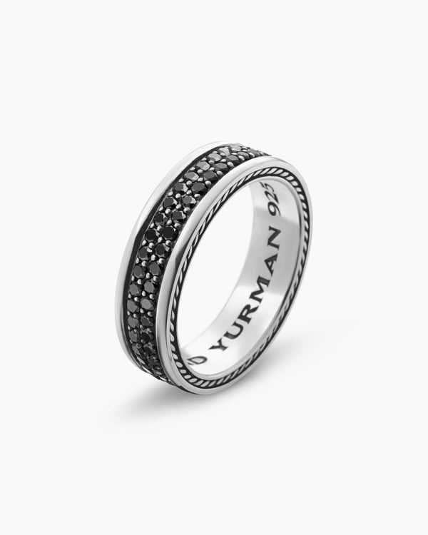 Streamline® Two Row Band Ring in Black Titanium with Black Diamonds, 6.5mm