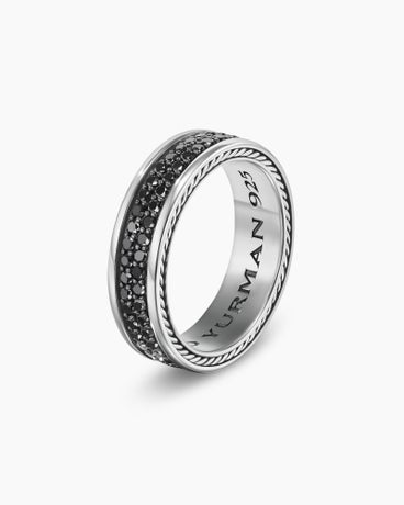 Streamline® Two Row Band Ring in Sterling Silver with Black Diamonds, 6.5mm