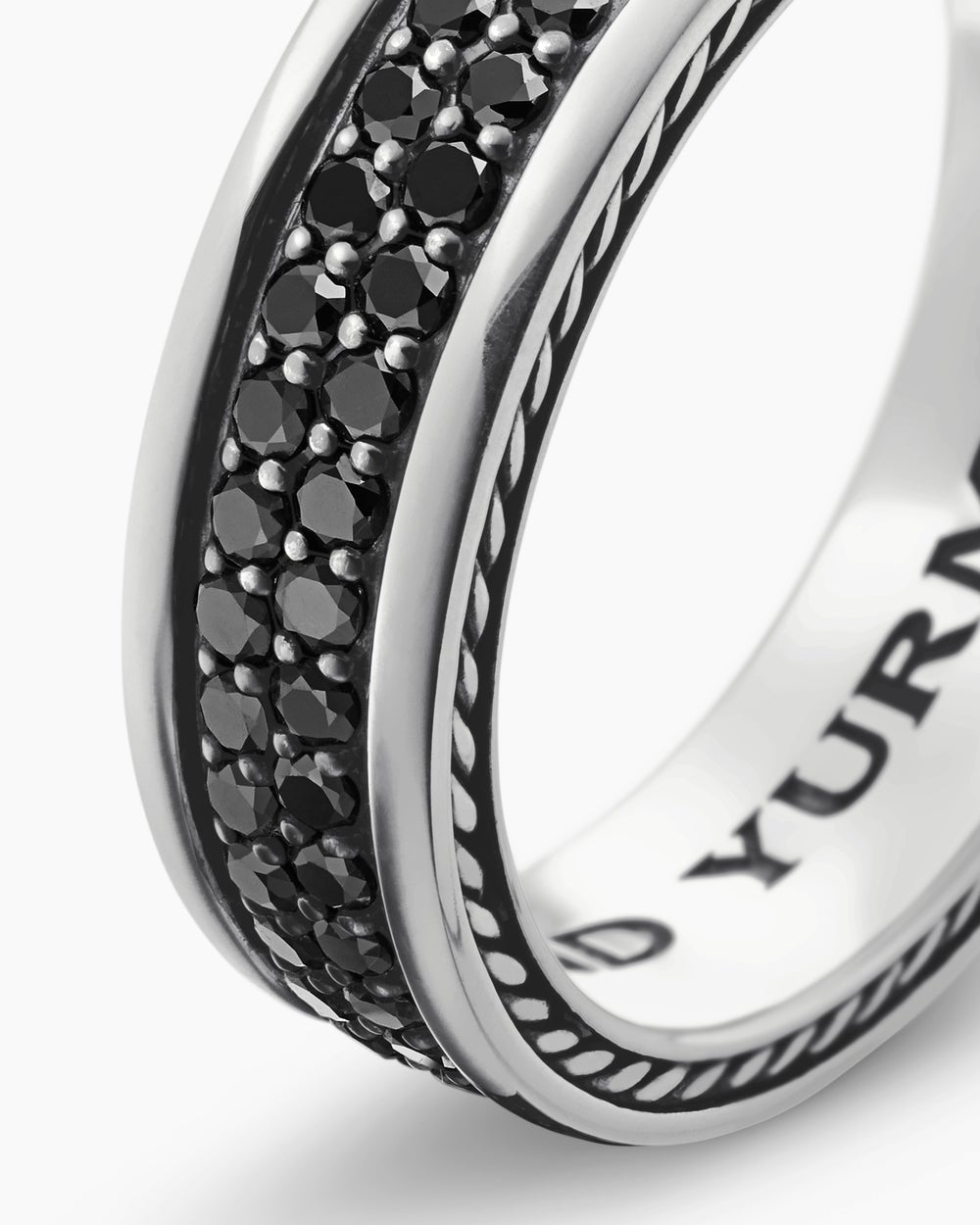 Mens Streamline Two Row Band Ring in Sterling Silver, 6.5mm