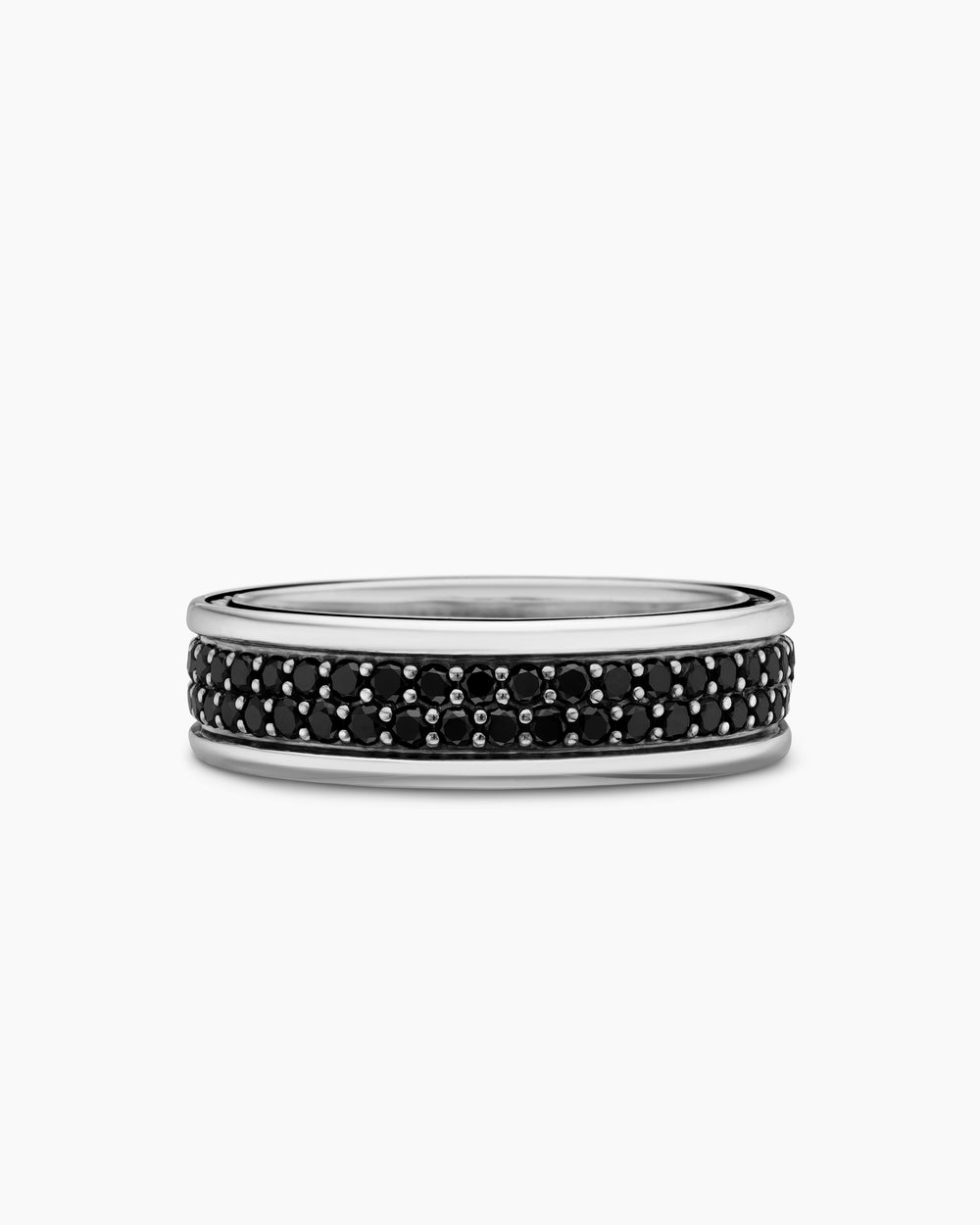 Mens Streamline Two Row Band Ring in Sterling Silver, 6.5mm