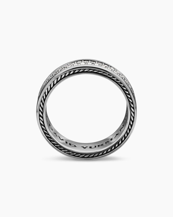 Streamline® Two Row Band Ring in Sterling Silver with Black Diamonds, 6.5mm