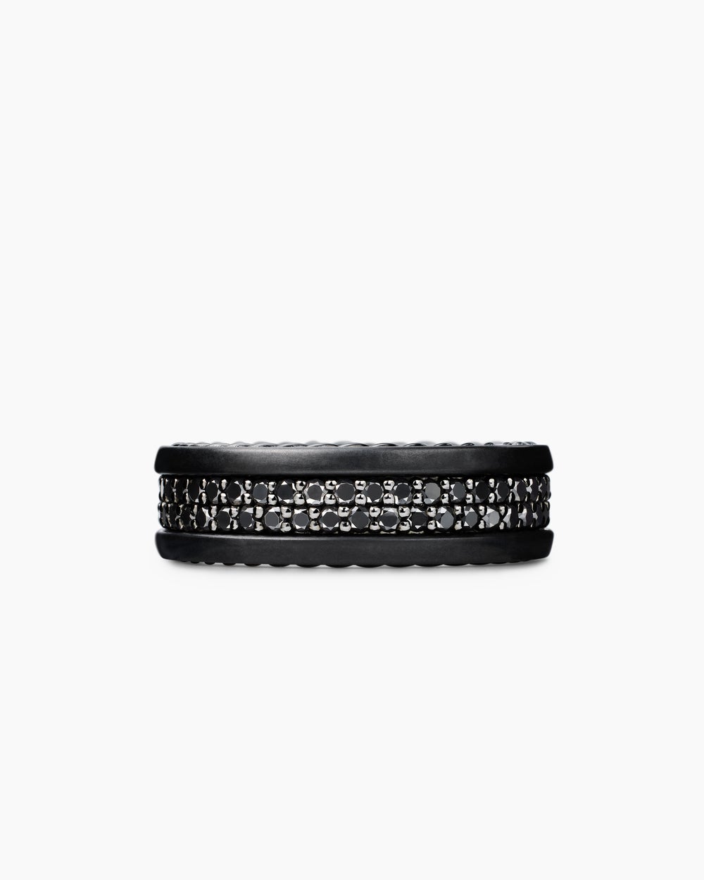 Anneau Streamline à deux rangs en titane noir, 6,5 mm homme