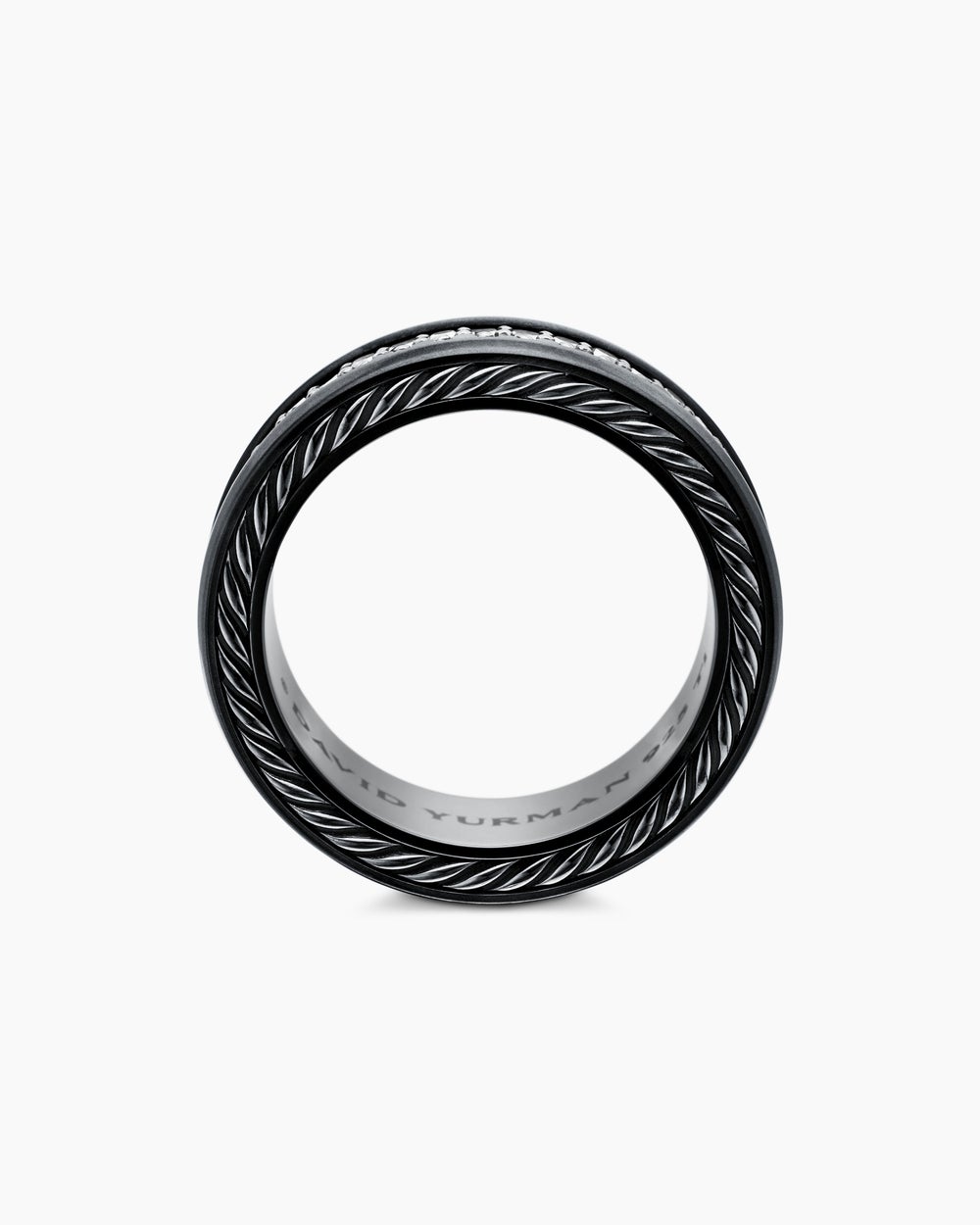 Anneau Streamline à deux rangs en titane noir, 6,5 mm homme