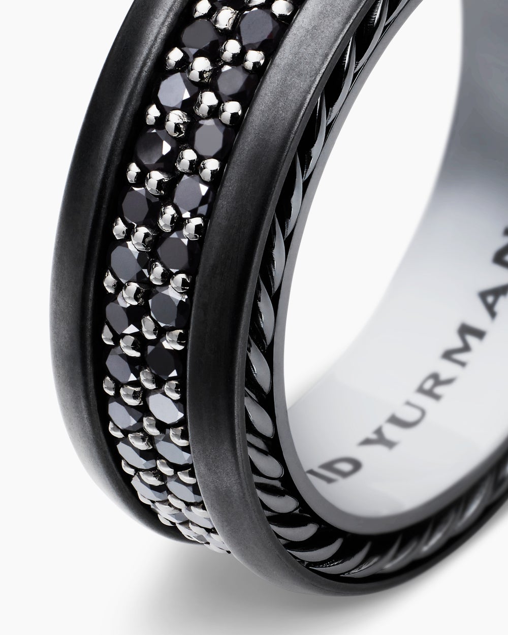 Anneau Streamline à deux rangs en titane noir, 6,5 mm homme