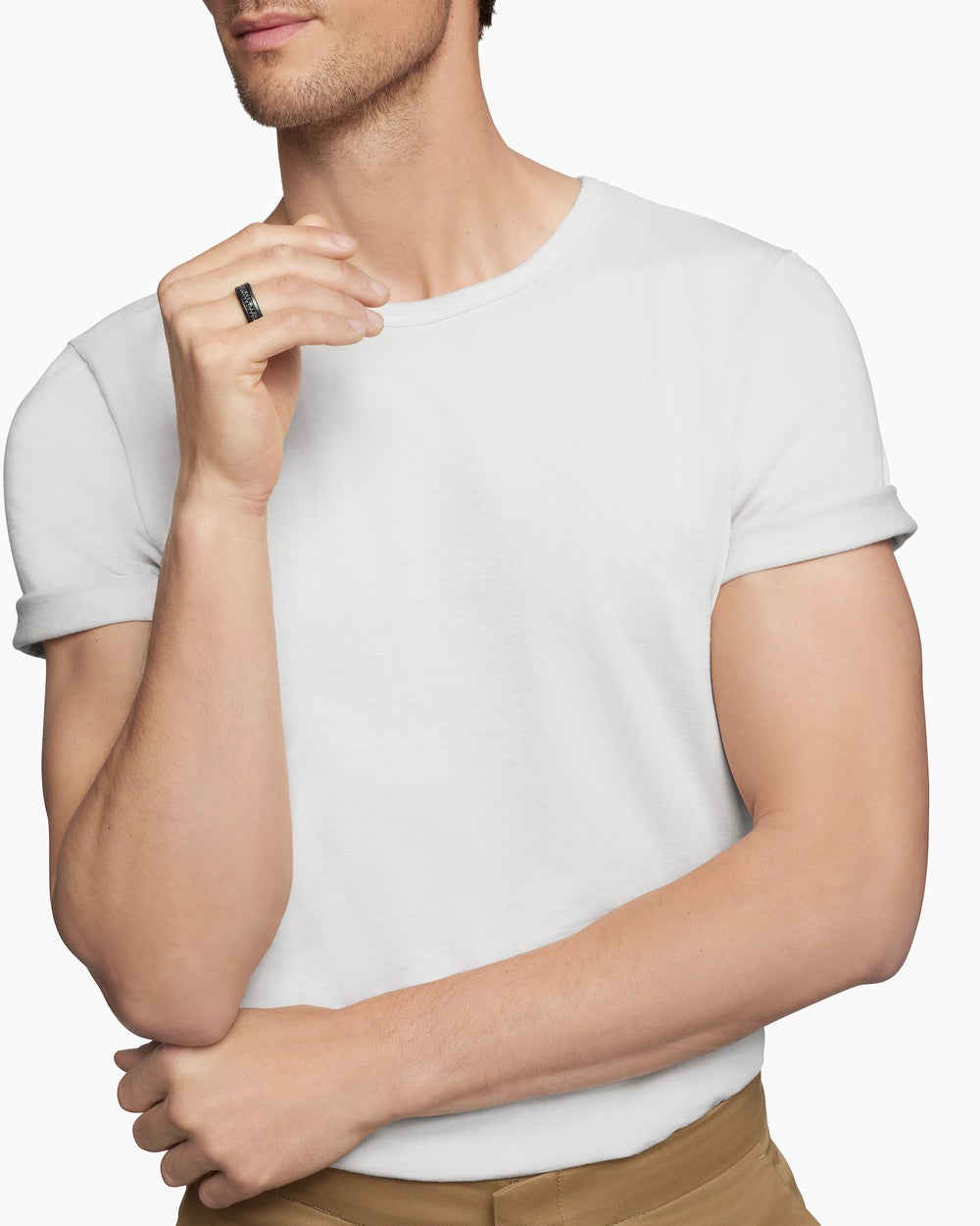 Anneau Streamline à deux rangs en titane noir, 6,5 mm homme