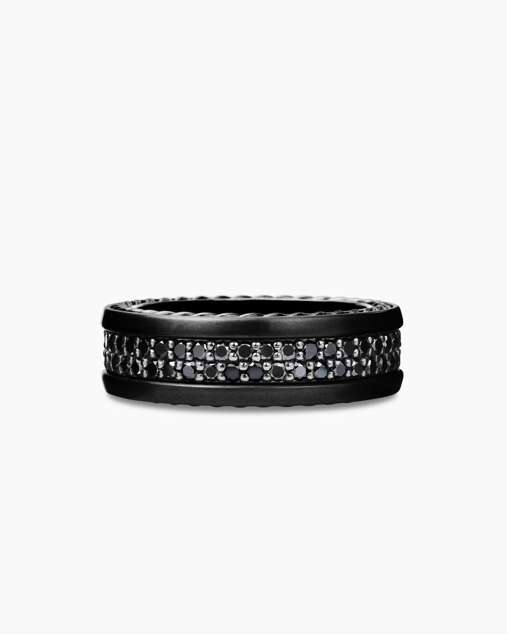 Anneau Streamline à deux rangs en titane noir, 6,5 mm homme