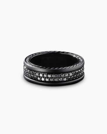 Streamline® Two Row Band Ring in Black Titanium with Black Diamonds, 6.5mm