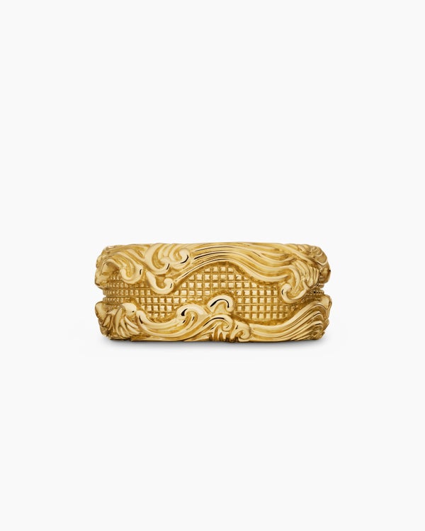 Waves Band Ring in 18K Yellow Gold, 10.5mm