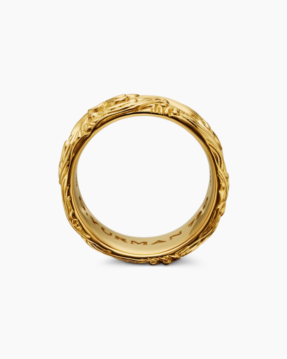 Mens Waves Band Ring in 18K Yellow Gold, 10.5mm