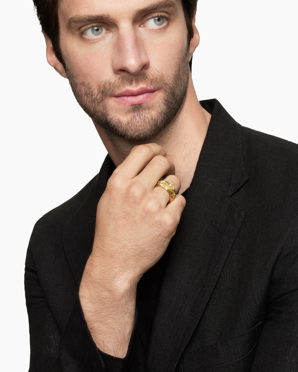 Waves Band Ring in 18K Yellow Gold, 10.5mm