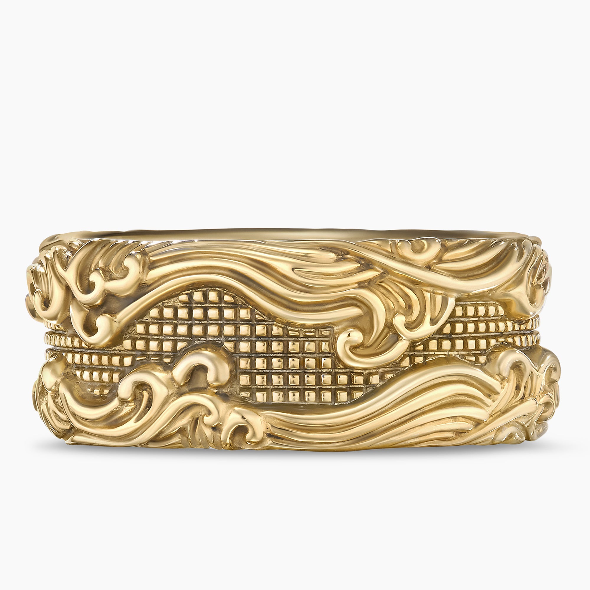 Waves Band Ring in 18K Yellow Gold, 10mm | David Yurman