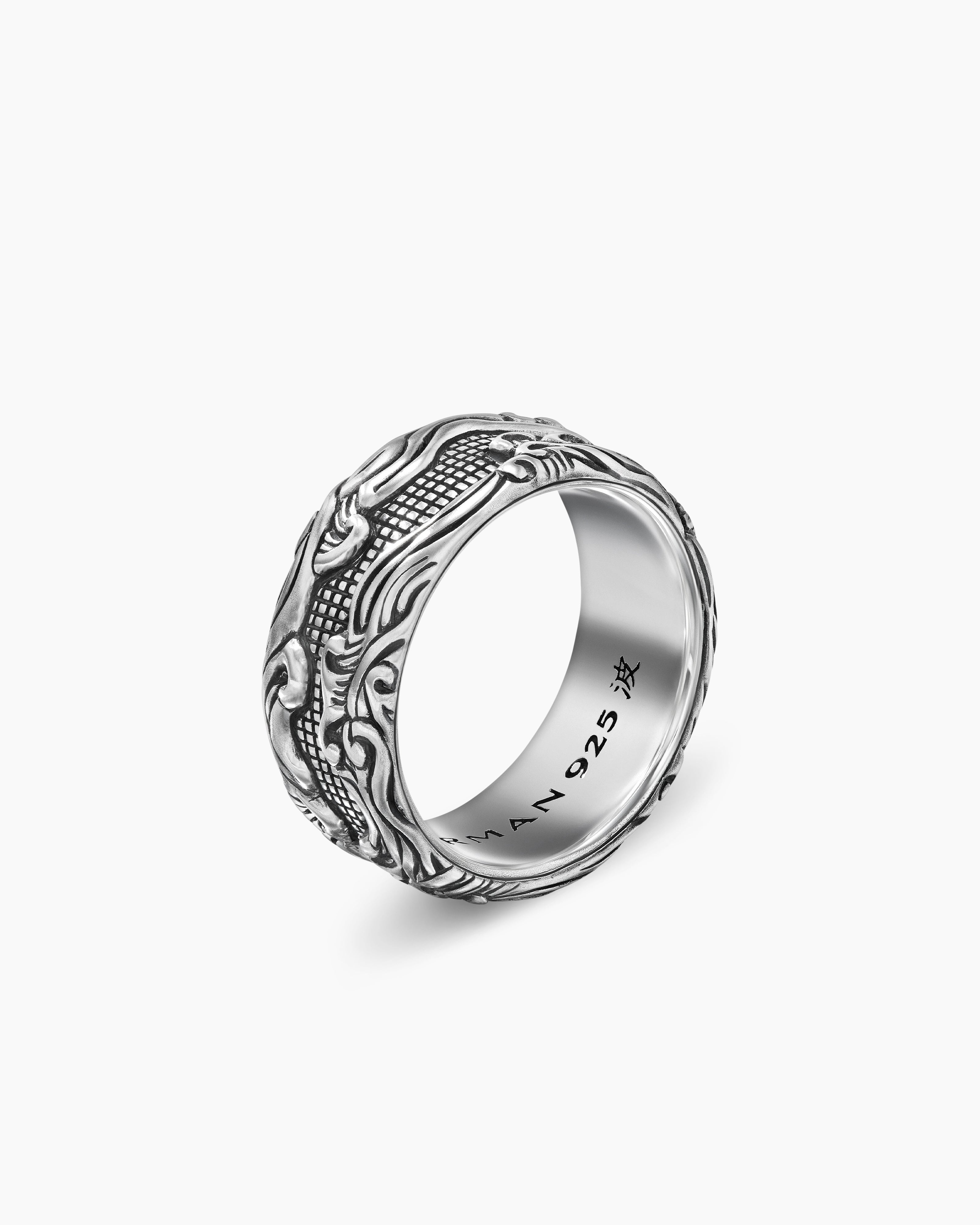 Waves Band Ring in Sterling Silver, 10mm