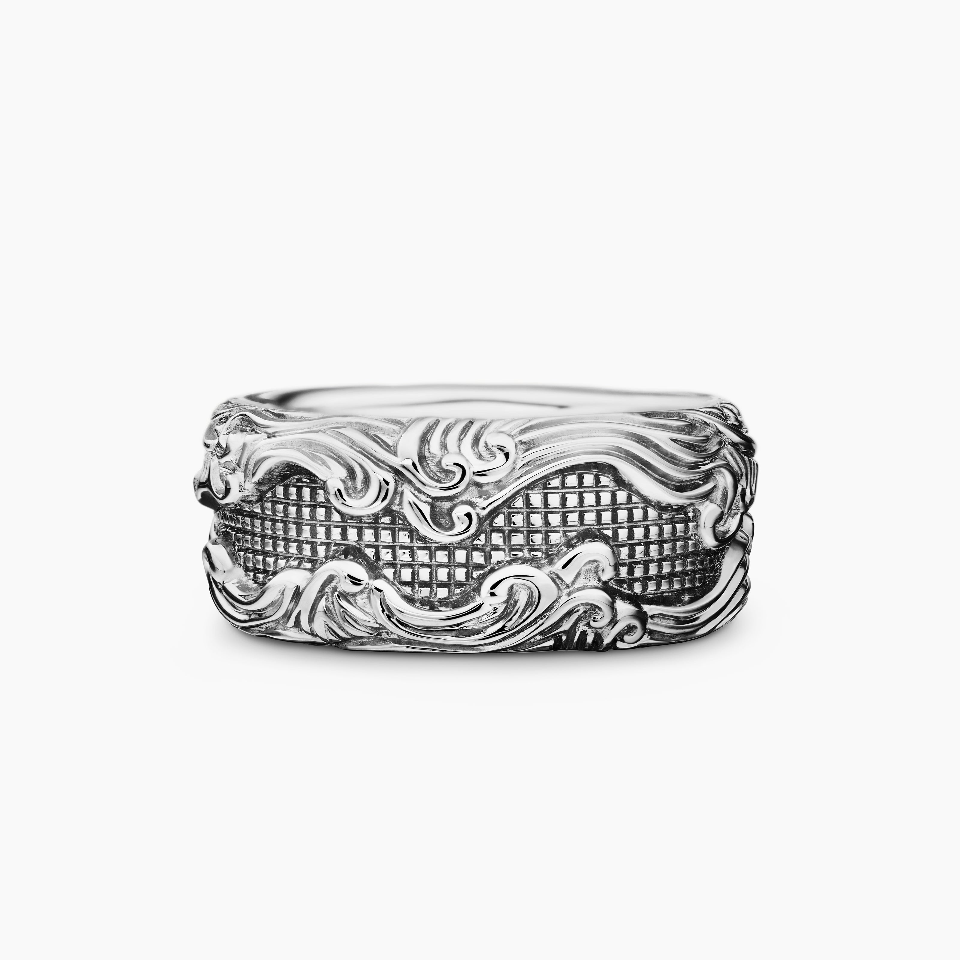Anneau Waves en argent massif, 10,5 mm homme 