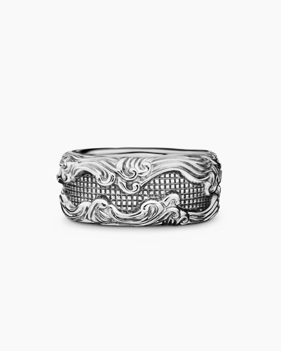 Waves Band Ring in Sterling Silver, 10.5mm