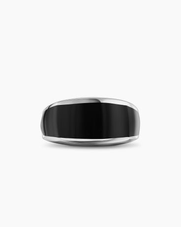 Exotic Stone Signet Ring in Sterling Silver with Black Onyx, 13mm