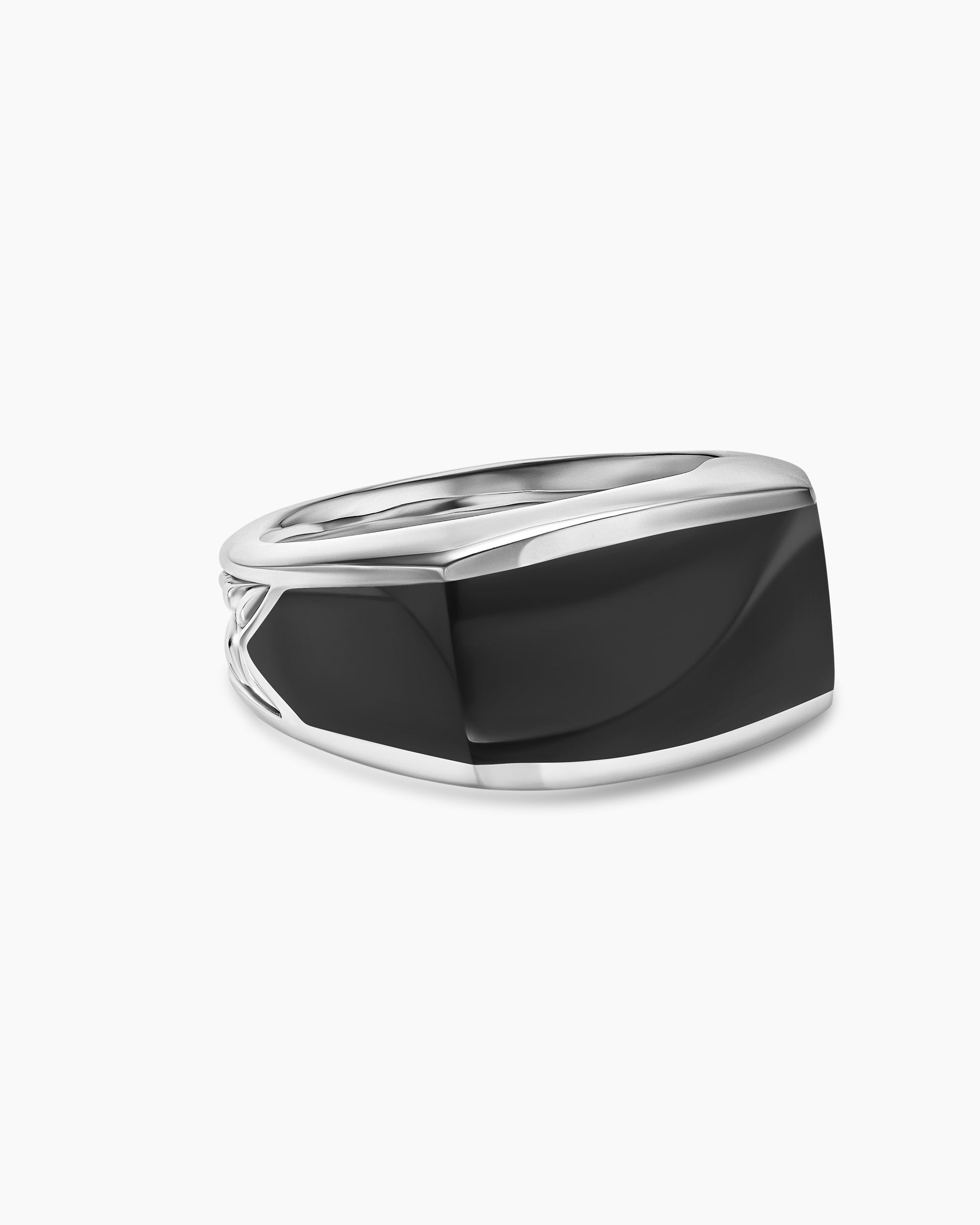 DAVID YURMAN EXOTIC STONE SIGNET T RING61 STERLING SILVER & ONYX SILVER  RING Silvery ref.772444 - Joli Closet