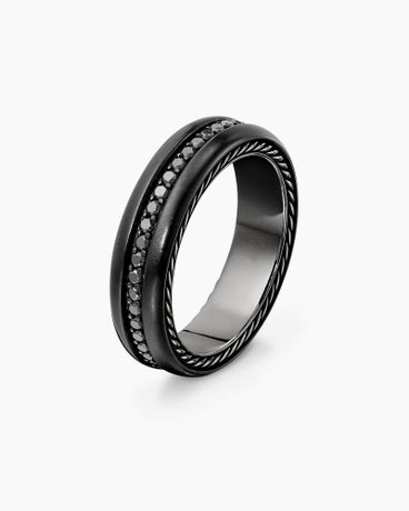 Streamline® Band Ring in Black Titanium with Black Diamonds, 6mm